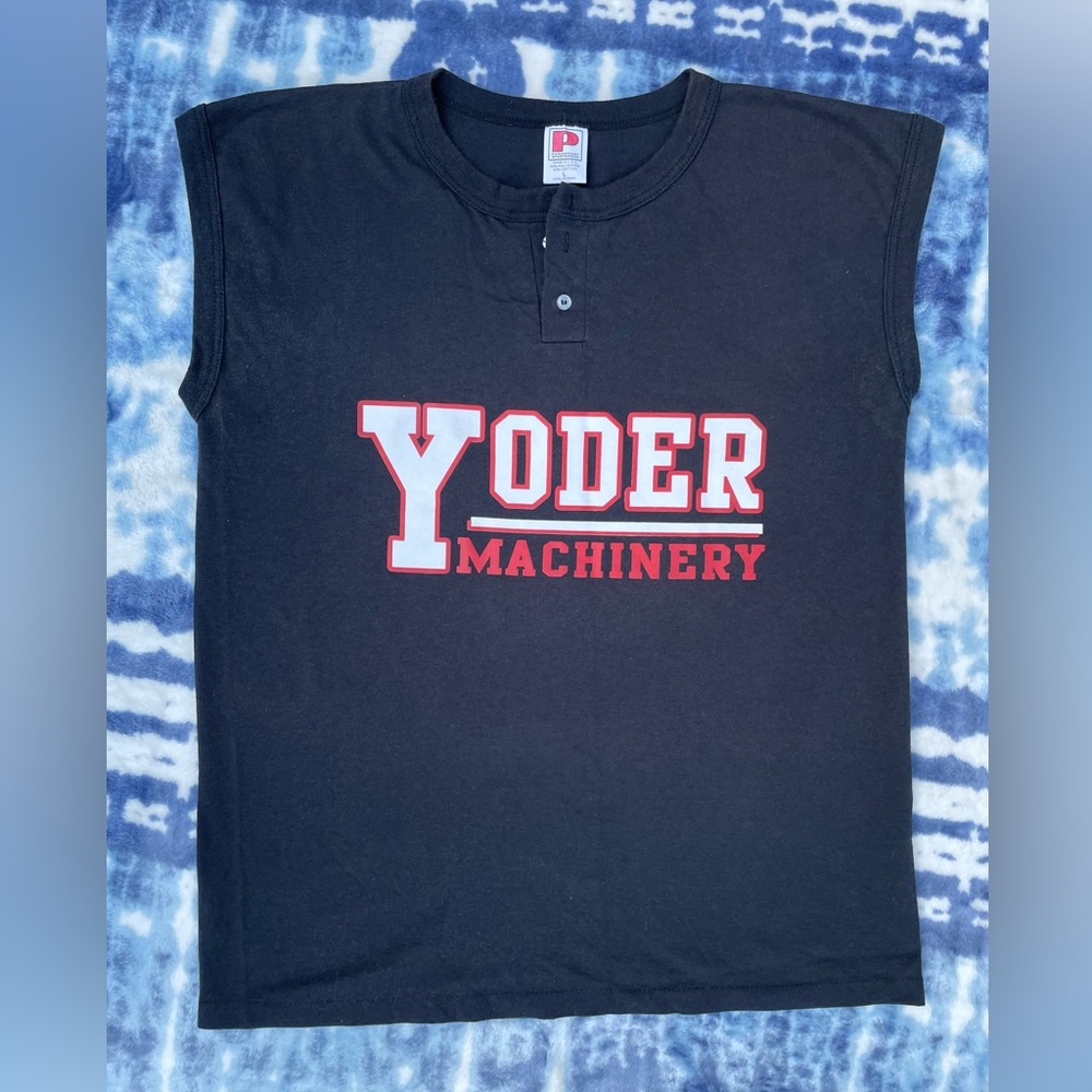 Vintage 90s YODER MACHINERY Muscle Shirt 🇺🇸 Made in USA🇺🇸 Large - 45 on Back